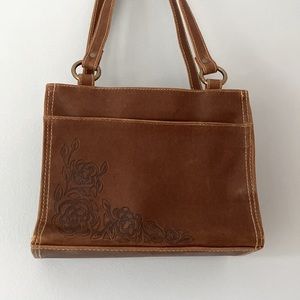 Brown Faux Leather Mini Shoulder Purse